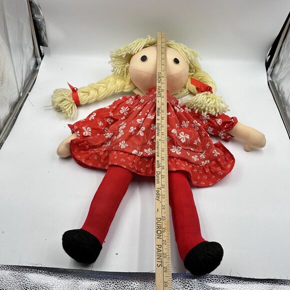 ESTATE SALE - XL vintage Handmade Ragdoll Doll Kitschy 60s 70s Mod Unique Design - Picture 12 of 13